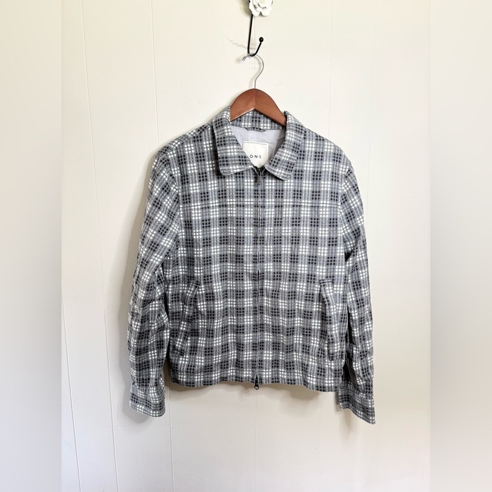 ONS grey plaid full zip cotton jacket men’s size M